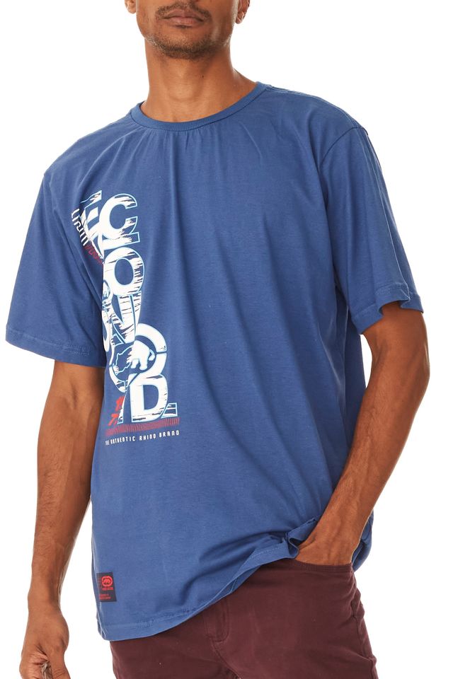 Camiseta Ecko Unltd. Azul Masculina Original Broken Style