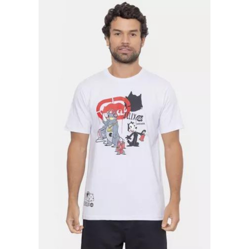 Camiseta Ecko Collab Gato Félix Pixo Branca Original Ecko Unltd